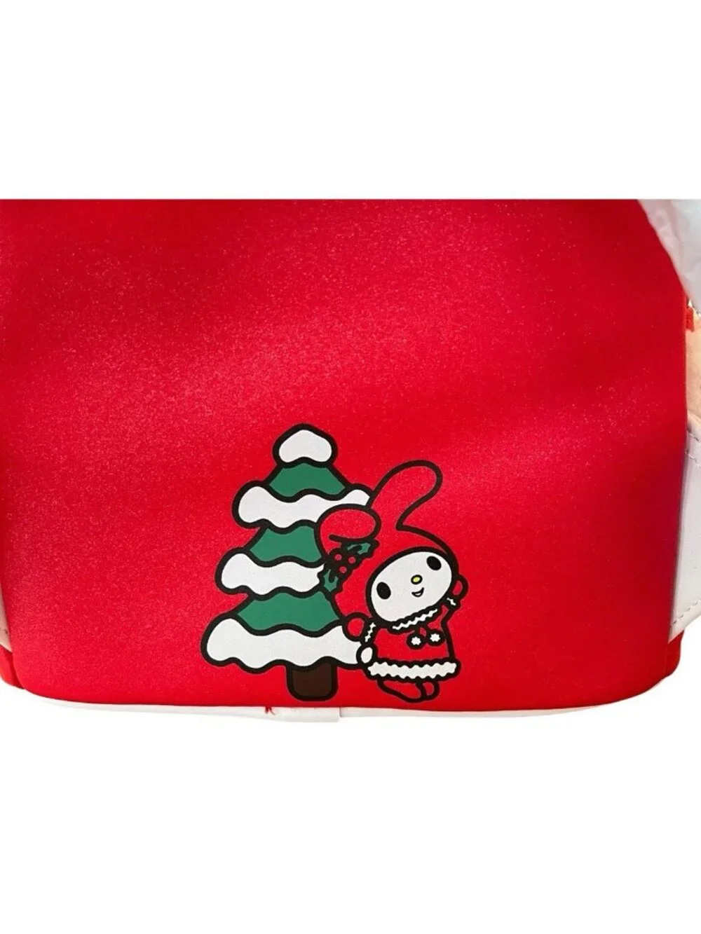 Loungefly My Melody Christmas Red Backpack Bag Jingle Bell Pom Pom Glitter NWT